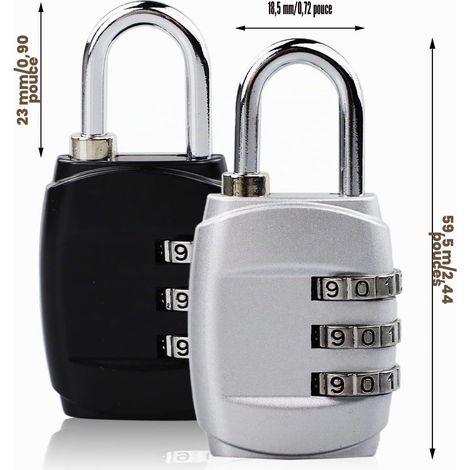 4 Pcs Cadenas à Code Combinaison 3 Chiffres en Métal - Petit Cadenas pour Valise, Avion, College, Casier, Bagage, Gym
