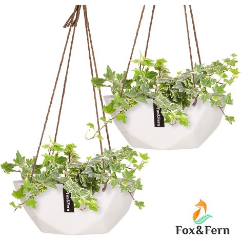Laren Blumenampel Ø 28 cm Polystone mit Naturseilen 2er-Set (1/5)