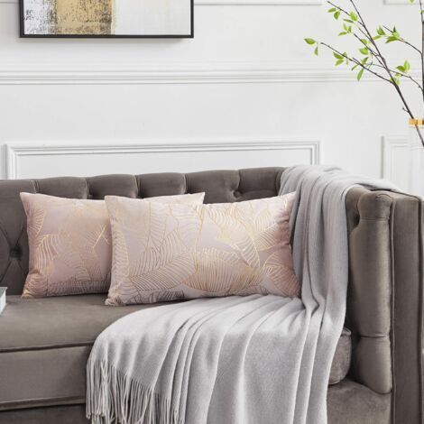TAISHENGDA-Fodere Per Cuscini 30x50 Cm Velluto Foglie D'oro Fodere Per Cuscini Per Divano Decorativo Fodere Per Cuscini Cuscino Per Divano Camera Da Letto Soggiorno Set Di 2 (1/5)