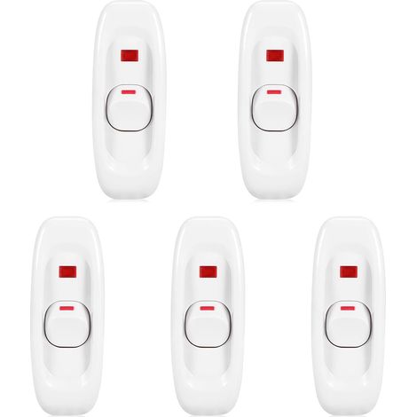 Interrupteur Inline ON/OFF avec Voyant LED, 10A Interrupteur Intermédiaire, Commode pour Lampe Bureau Miroir Applique (Blanc) (1/5)