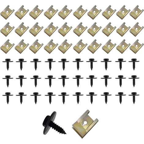 60 Pièces écrous de Fixation pour Garde-Boue de Voiture,Vis de Panneau de Porte de Voiture,Ecrou Cage Voiture,Kit de Clip à Vis et Écrou,pour Voiture Panneau de Porte Intérieur (1/5)