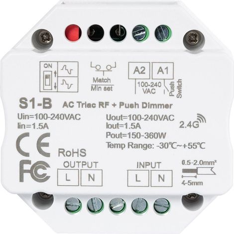 Regolatore LED TRIAC RF/Pulsante  Bianco (1/5)
