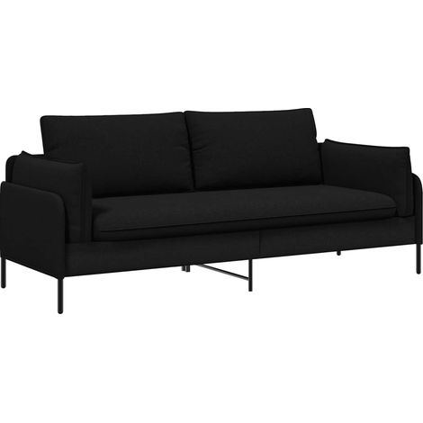 3-Sitzer-Sofa Schwarz 222 x 81 x 89 cm Stoff vidaXL (1/5)
