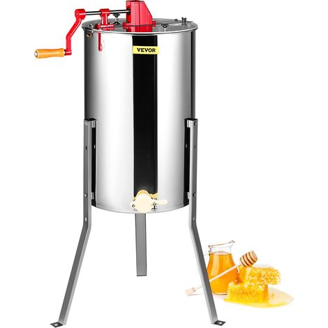 VEVOR Estrattore di Miele Manuale in Acciaio Inox Capienza 2/4 Favi 48x23cm / 48x16cm per Apicoltura, Smielatore Centrifuga di Miele Manuale con Coperchio Trasparente Altezza Regolabile tra 100-108cm