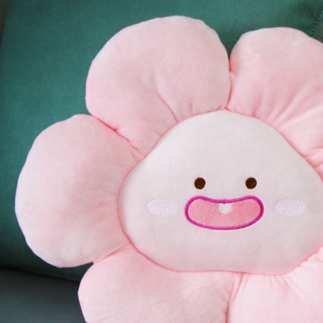 Coussin décoratif à fleurs rose clair, multifonctionnel, rembourré, doux et mignon, idéal pour la sieste à la maison ou au bureau. (1/3)