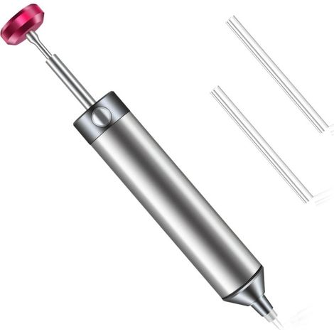 Pompe à dessouder sous vide entièrement en métal avec 2 buses en silicone, haute puissance d'aspiration manuelle résistante aux hautes températures, outil de dessoudage parfait pour retirer la soudure (1/5)