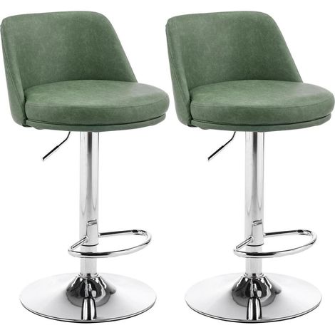 Barhocker 2er Set höhenverstellbar mit Lehne, dunkelgrün, Kunstleder (1/5)