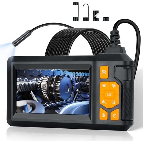 5M Caméra Endoscopique, 1080P HD Endoscope Industriel, IP67 Camera Inspection Canalisation D'inspection à Étanche IPS de 4.3", 8 LED Réglables