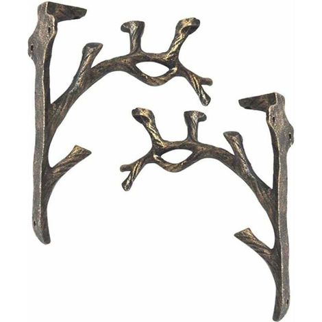 Supports d'étagère Vintage (2 pièces), Fonte, Forme de Branche Équerre Étagère, Faire l'ancien Artisanat, Support de Triangle décoratif créatif, Étagère à Livres Murale, Support de Fleurs (1/4)