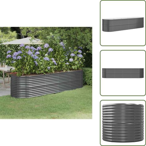 The Living Store Letto da Giardino in Acciaio Zincato 296x80x68 cm Antracite - Fioriera da giardino