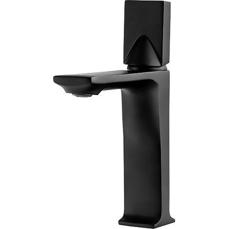 Mitigeur lavabo moderne Silla, robinet salle de bain en laiton, économie d’eau, design élégant, Noir (1/3)