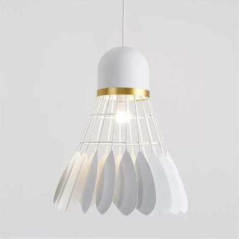 Pendant Light, E27 Industrial Vintage Metal Pendant Lights Badminton Retro Ceiling Light Vintage Ceiling Light Lamp Pendant Light Old Pendant Light (White) (1/5)