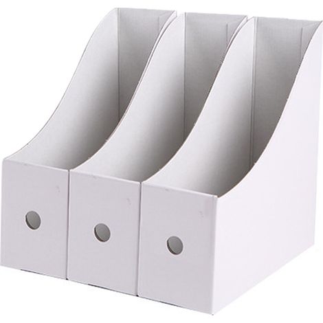 Juego de 3 cajas de almacenamiento A4, papel brillante + cartón corrugado, impermeables, 10,5 x 26 x 27 cm, oficina, escuela, hogar. (1/5)