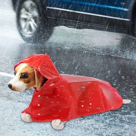 Imperméable rouge en PU pour animaux de compagnie, avec capuche, pour chiens et chats (1/5)