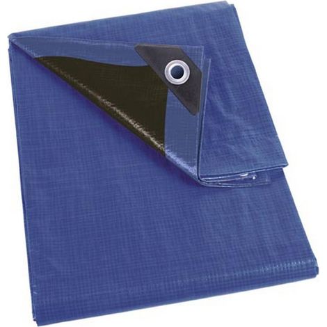 Perel Telo super resistente, 26 occhielli, angoli rinforzati, rettangolare, blu/nero, 140 g/m², 5 x 8 m
