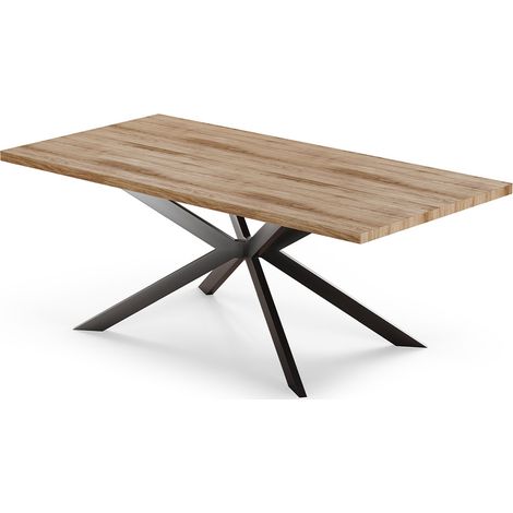 Rechteckiger Esstisch - Industrial Style - Holz und Metall - Bayron Natural wood