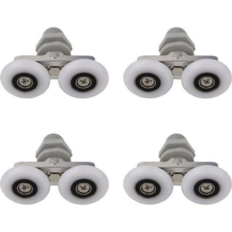 Doppeltürrollen für Dusche, 19 mm – Aluminiumlegierung und ABS – Glasstärke 4 bis 6 mm – Set mit 4 Ersatzrollen (1/5)