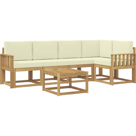 Set di divani da esterno con cuscino 6 pcs Bianco e Crema vidaXL
