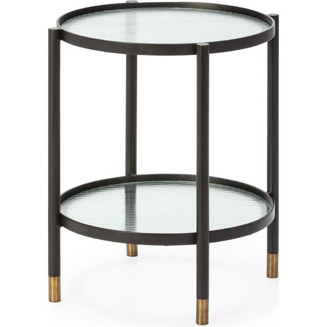 Mesa Auxiliar 51X51X56 Metal Negro/Laton Viejo/Cristal (1/2)