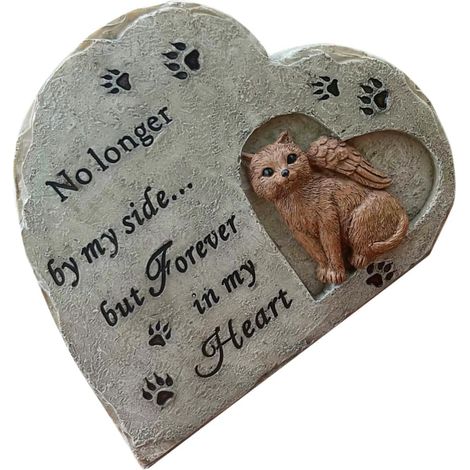 Pierre Commémorative Chat Résine Statue Extérieure pour Jardin Souvenir (1/5)