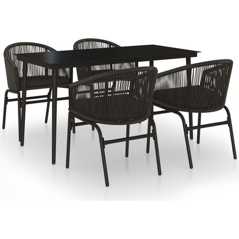 Set da pranzo da giardino mobili da esterno 5 pezzi nero 020013872