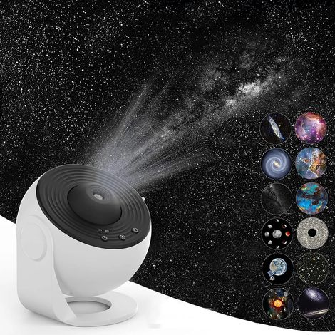Projecteur d'étoiles 4K Veilleuse Galaxie avec 12 disques interchangeables Rotation à 360 degrés Projection de ciel réaliste (1/4)