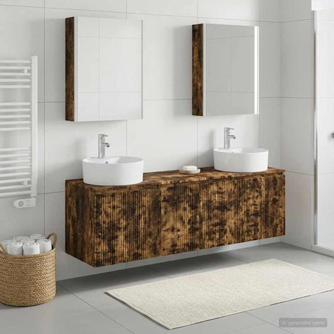vidaXL Juego de Muebles de Baño 5 uds. Roble Ahumado (1/5)