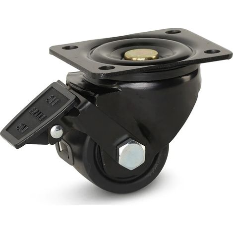 Roulette pivotante freinée - MESO - Nylon noir - Platine - 65mm - 500kg (1/2)
