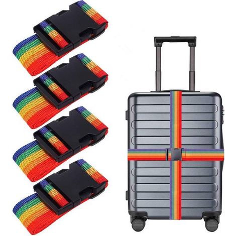 Gepäckgurte – Handgepäckgurte – 4er-Pack – Verstellbar – 200 cm x 5 cm – Sicher und robust – Geeignet für Reisen, Geschäftsreisen und Flüge (1/5)
