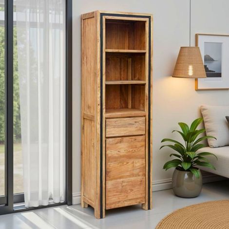 Bibliothèque teck recyclé massif 60cm KAYOA Casita 1 tiroir (1/2)