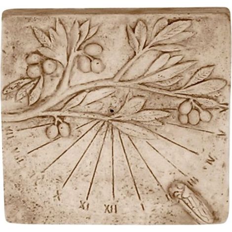 QEM – Cadran solaire en pierre naturelle 25cm – Motif Olivier et Cigale – Accroche murale avec tige en métal – Fabrication française
