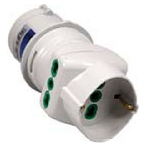 1PZ ADATTATORE INDUSTRIALE CON SPINA CEE IP44 E PRESE BIPASSO E SCHUKO - 16A 73090