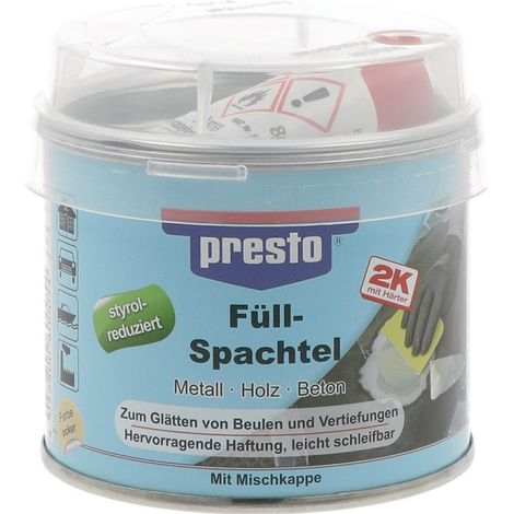 2K-Füllspachtel prestolith® plastic ocker,Härter rot 250g Dose PRESTO