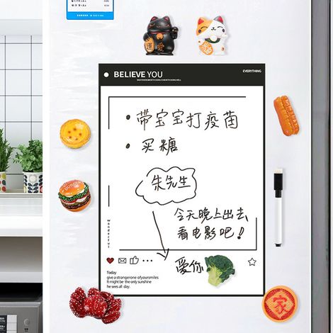 Autocollant magnétique pour réfrigérateur, tableau blanc effaçable et inscriptible, avec stylo, format A3. (1/5)