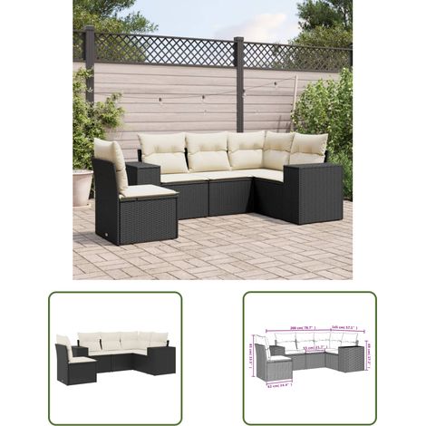 The Living Store 5-tlg. Garten-Sofagarnitur mit Kissen Schwarz Poly Rattan - Gartensorte - Gartenmöbelset - Esszimmergarnitur - Lounge Möbel - Outdoor Furniture