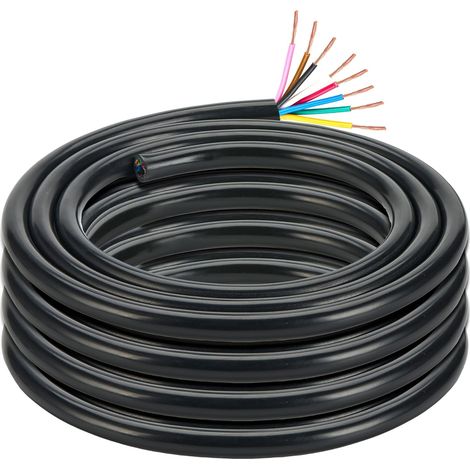 Câble Remorque 8 Fils de Cuivre, 3M Fil Eclairage Remorque 8 Broches, 12V/24V Cable Feux Remorque 8 Conducteurs pour Caravane Voiture Camping-Car RV (7x0.5mm²+ 1x1.0mm²) (1/5)