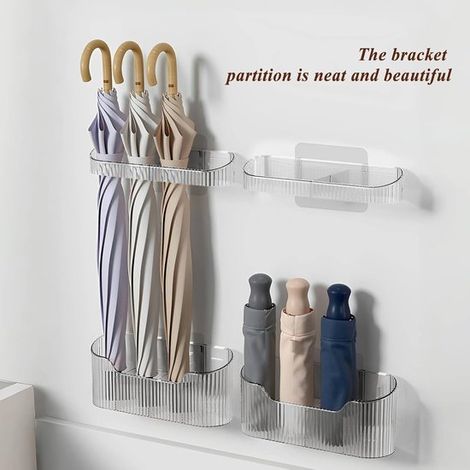 Porte-parapluies d'intérieur en 2 parties, étagère murale pour parapluies, modèle japonais robuste requis, sans perçage, amovible (1/5)