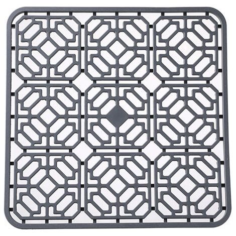 Tapis d'évier, Grand Tapis d'évier de Cuisine en PVC, Accessoires pour évier et évier avec Trous de Drainage, 3030(gris foncé) (1/3)