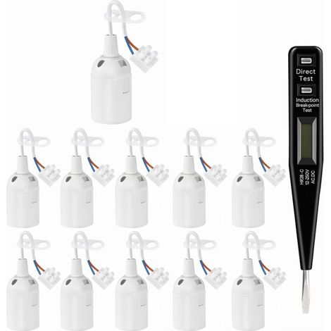 11Pcs douille E27 blanc, E27 rénovation Douille, 250V 4A douille de lampe avec câble, Douille de Chantier, convertisseur Baïonnette pour Ampoules LED et Ampoules Halogènes. (1/5)