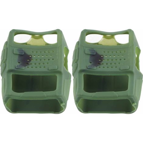 Lot de 2 étuis de protection souples en silicone pour mini talkie-walkie Baofeng UV5R (vert) (1/5)