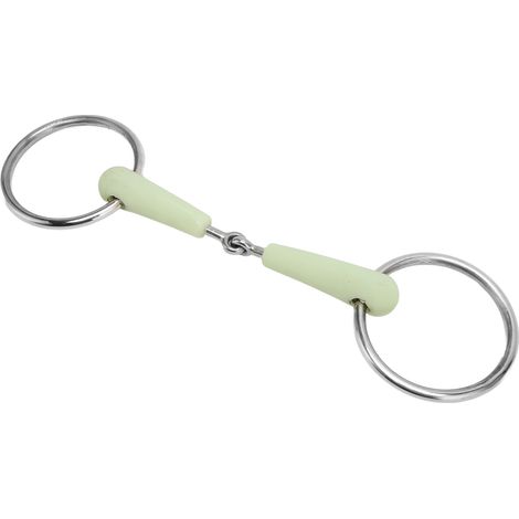 Mors de bride pour cheval, anneau libre en acier inoxydable gainé de caoutchouc, idéal pour l'entraînement et l'équitation. (1/5)