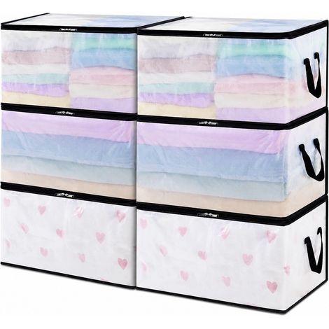 Sac de rangement grande capacité pour couettes, 60 L, en polypropylène tissé imperméable, pour vêtements et couvertures, idéal pour la chambre (lot de 6). (1/5)