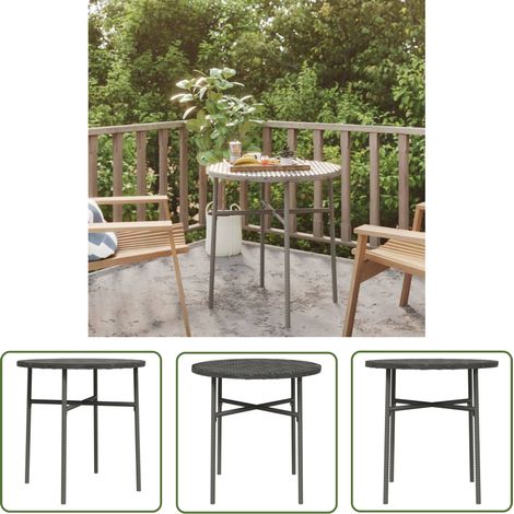 INLIFE Table à thé Gris 45 cm Résine tressée (1/5)