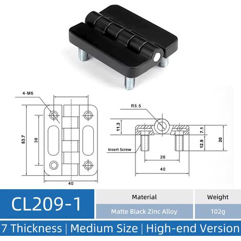 (CL209-1-ZAB-ZG) Charnière CL209 en acier inoxydable, charnière pour armoire industrielle, charnière pour armoire électrique en alliage de zinc (1/5)