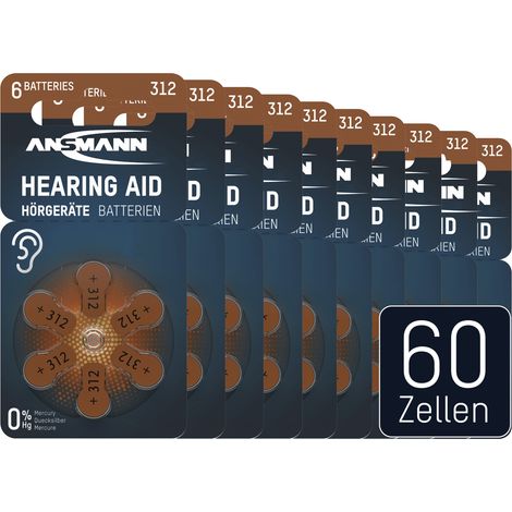 ANSMANN Hörgerätebatterien Typ 312 braun, 60 Stück