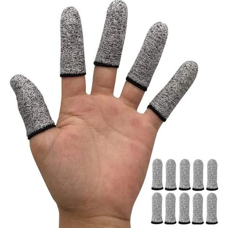 Lot de 10 gants anti-coupures niveau 5, gants Oyster, protection anti-coupures, durée de vie prolongée pour la cuisine, le travail, la sculpture, antidérapants (gris)