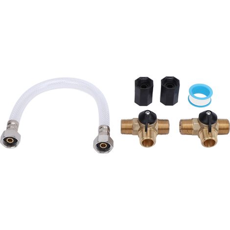 Kit de dérivation pour chauffe-eau RV, tuyau renforcé de 12 pouces, vannes en t en laiton 1/2 NPT, raccords de tuyauterie et ensemble de ruban d'étanchéité