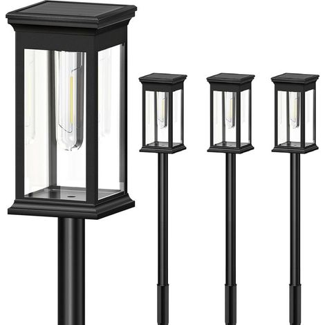 Solar-Gartenleuchten für den Außenbereich, 4er-Pack, automatische Ein-/Ausschaltfunktion, IP65 wasserdicht, warmweißes Solar-Gartenlicht für Rasen, Terrasse und Hof (1/5)