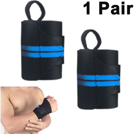 Wrist Wrap - 45 x 8 cm - Nylon - Pour Halterophilie Powerlifting Soulevé De Terre - 2 Pièces (1/5)