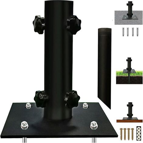 Base de parasol de terrasse . support de parasol multifonction pour extérieur avec fixation au sol . support de parasol de table en métal robuste pour terrasse . béton . pelouse . montage mat (1/5)